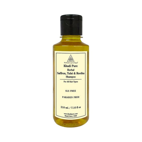Khadi Pure Herbal Saffron, Tulsi & Reetha Shampoo SLS-Paraben Free